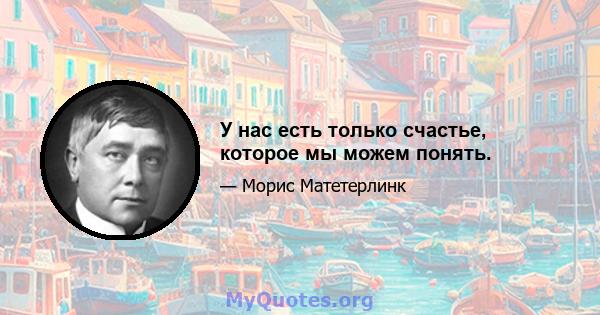 У нас есть только счастье, которое мы можем понять.