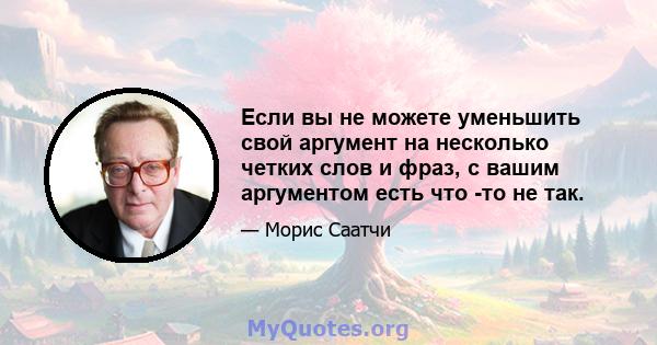 Если вы не можете уменьшить свой аргумент на несколько четких слов и фраз, с вашим аргументом есть что -то не так.