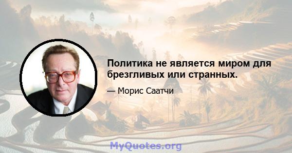 Политика не является миром для брезгливых или странных.