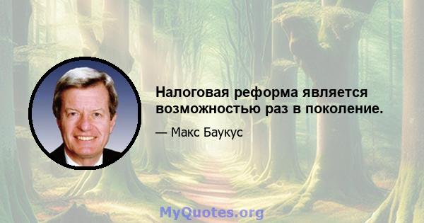 Налоговая реформа является возможностью раз в поколение.