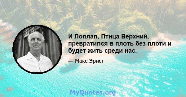 И Лоплап, Птица Верхний, превратился в плоть без плоти и будет жить среди нас.