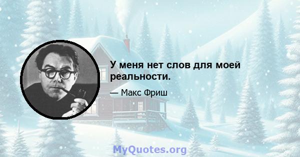 У меня нет слов для моей реальности.