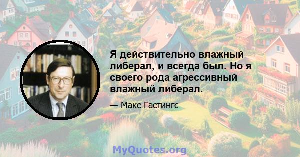 Я действительно влажный либерал, и всегда был. Но я своего рода агрессивный влажный либерал.