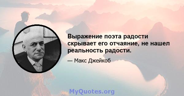 Выражение поэта радости скрывает его отчаяние, не нашел реальность радости.