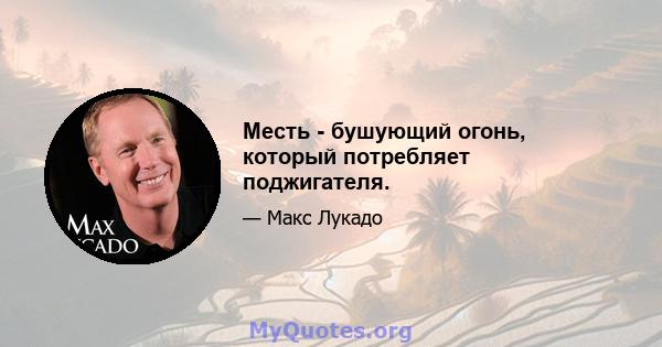 Месть - бушующий огонь, который потребляет поджигателя.