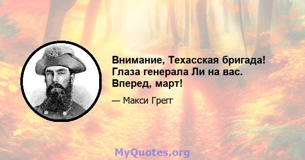 Внимание, Техасская бригада! Глаза генерала Ли на вас. Вперед, март!