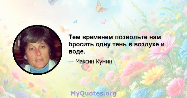 Тем временем позвольте нам бросить одну тень в воздухе и воде.