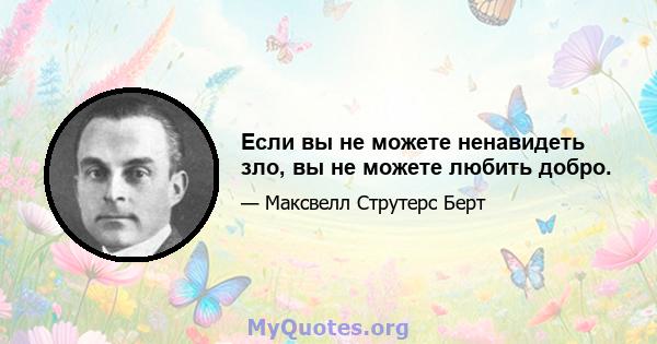 Если вы не можете ненавидеть зло, вы не можете любить добро.