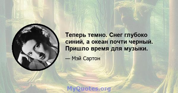 Теперь темно. Снег глубоко синий, а океан почти черный. Пришло время для музыки.