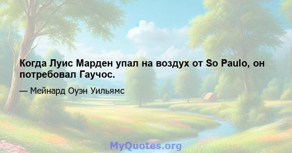 Когда Луис Марден упал на воздух от So Paulo, он потребовал Гаучос.