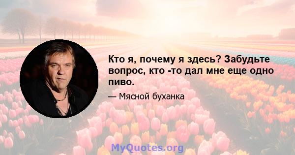 Кто я, почему я здесь? Забудьте вопрос, кто -то дал мне еще одно пиво.