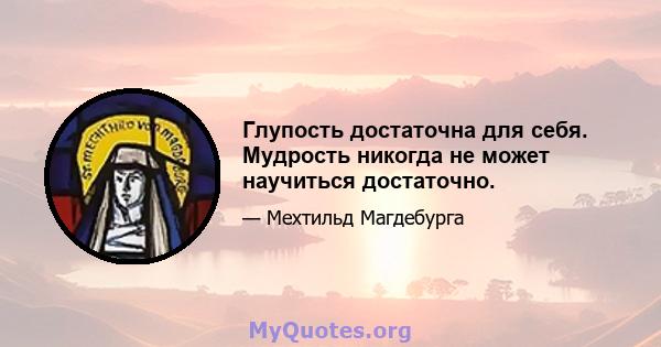 Глупость достаточна для себя. Мудрость никогда не может научиться достаточно.