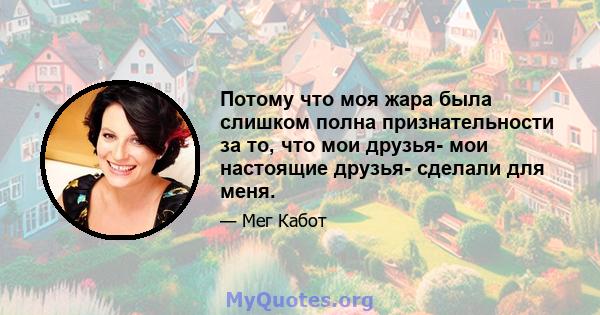 Потому что моя жара была слишком полна признательности за то, что мои друзья- мои настоящие друзья- сделали для меня.