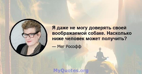 Я даже не могу доверять своей воображаемой собаке. Насколько ниже человек может получить?