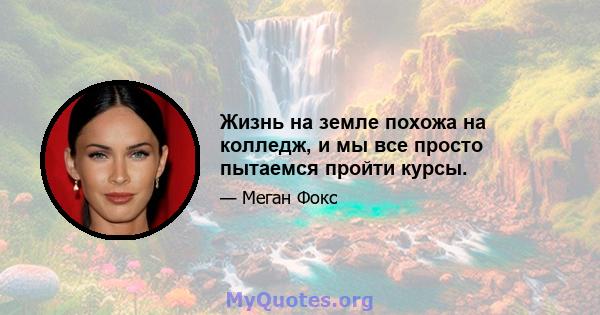 Жизнь на земле похожа на колледж, и мы все просто пытаемся пройти курсы.