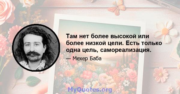 Там нет более высокой или более низкой цели. Есть только одна цель, самореализация.