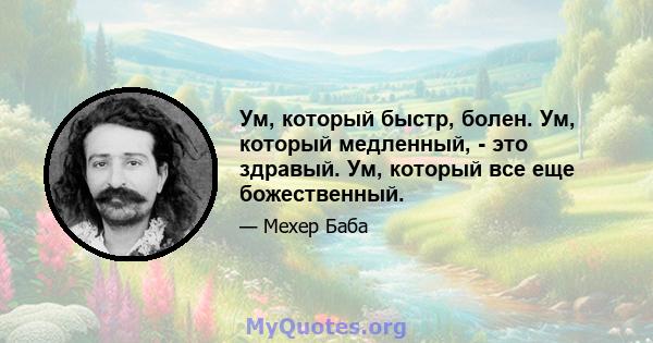 Ум, который быстр, болен. Ум, который медленный, - это здравый. Ум, который все еще божественный.