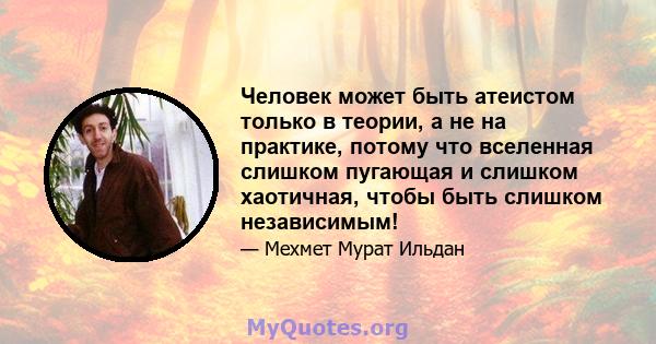 Человек может быть атеистом только в теории, а не на практике, потому что вселенная слишком пугающая и слишком хаотичная, чтобы быть слишком независимым!