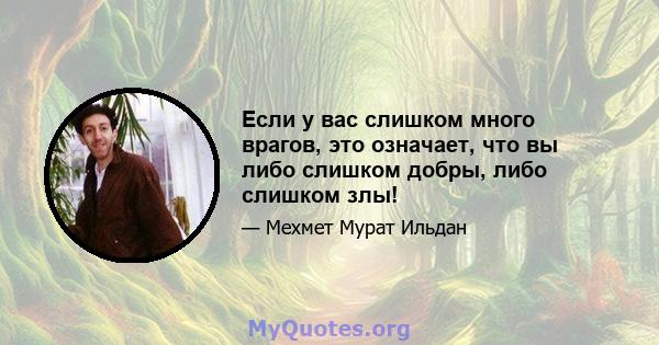 Если у вас слишком много врагов, это означает, что вы либо слишком добры, либо слишком злы!