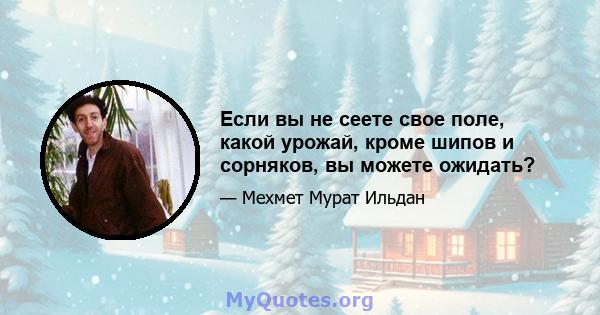 Если вы не сеете свое поле, какой урожай, кроме шипов и сорняков, вы можете ожидать?