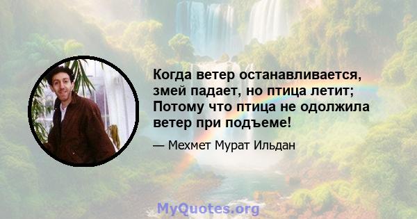 Когда ветер останавливается, змей падает, но птица летит; Потому что птица не одолжила ветер при подъеме!