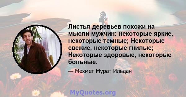 Листья деревьев похожи на мысли мужчин: некоторые яркие, некоторые темные; Некоторые свежие, некоторые гнилые; Некоторые здоровые, некоторые больные.