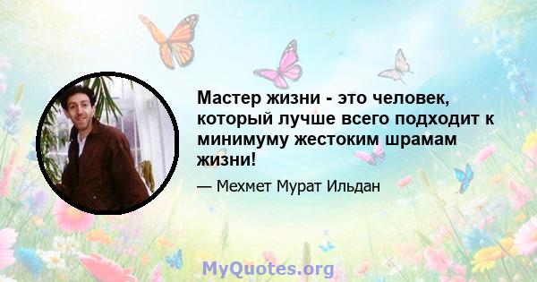 Мастер жизни - это человек, который лучше всего подходит к минимуму жестоким шрамам жизни!