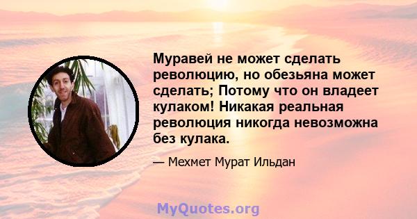 Муравей не может сделать революцию, но обезьяна может сделать; Потому что он владеет кулаком! Никакая реальная революция никогда невозможна без кулака.