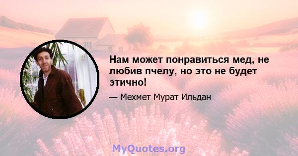 Нам может понравиться мед, не любив пчелу, но это не будет этично!