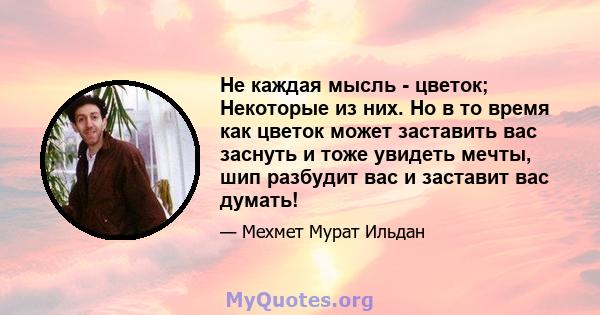 Не каждая мысль - цветок; Некоторые из них. Но в то время как цветок может заставить вас заснуть и тоже увидеть мечты, шип разбудит вас и заставит вас думать!