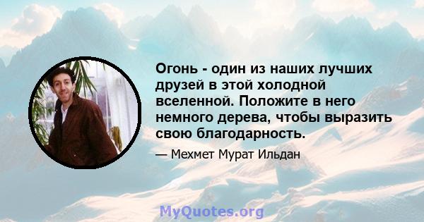 Огонь - один из наших лучших друзей в этой холодной вселенной. Положите в него немного дерева, чтобы выразить свою благодарность.