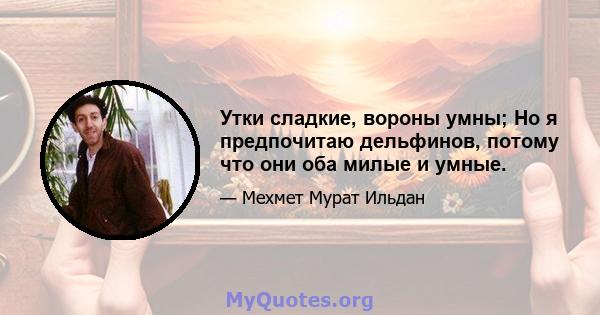 Утки сладкие, вороны умны; Но я предпочитаю дельфинов, потому что они оба милые и умные.