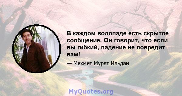 В каждом водопаде есть скрытое сообщение. Он говорит, что если вы гибкий, падение не повредит вам!