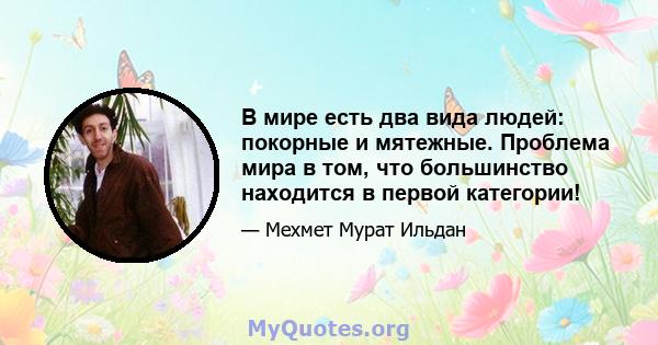 В мире есть два вида людей: покорные и мятежные. Проблема мира в том, что большинство находится в первой категории!