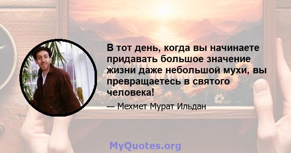 В тот день, когда вы начинаете придавать большое значение жизни даже небольшой мухи, вы превращаетесь в святого человека!