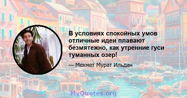 В условиях спокойных умов отличные идеи плавают безмятежно, как утренние гуси туманных озер!