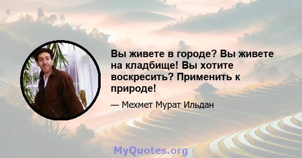 Вы живете в городе? Вы живете на кладбище! Вы хотите воскресить? Применить к природе!