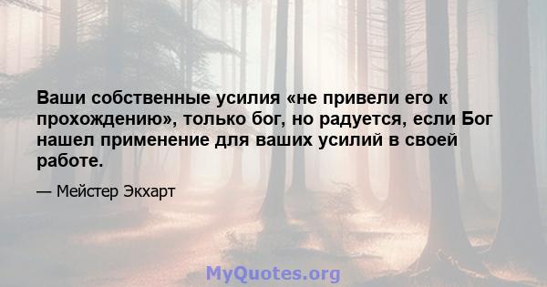 Ваши собственные усилия «не привели его к прохождению», только бог, но радуется, если Бог нашел применение для ваших усилий в своей работе.