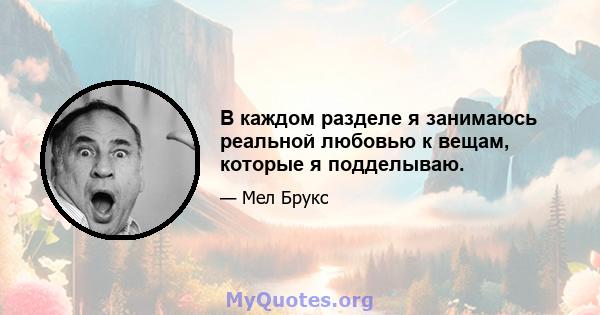 В каждом разделе я занимаюсь реальной любовью к вещам, которые я подделываю.