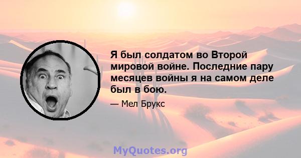 Я был солдатом во Второй мировой войне. Последние пару месяцев войны я на самом деле был в бою.