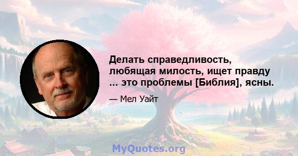 Делать справедливость, любящая милость, ищет правду ... это проблемы [Библия], ясны.