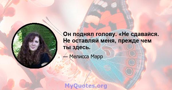 Он поднял голову. «Не сдавайся. Не оставляй меня, прежде чем ты здесь.