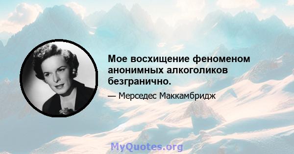 Мое восхищение феноменом анонимных алкоголиков безгранично.