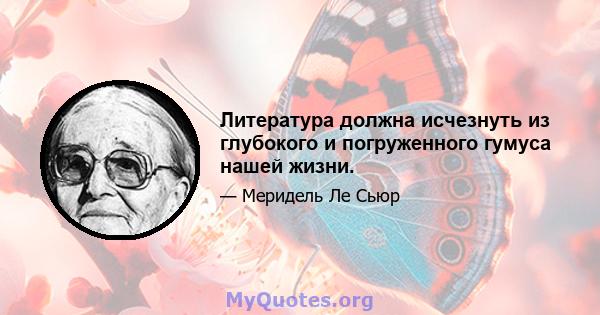 Литература должна исчезнуть из глубокого и погруженного гумуса нашей жизни.