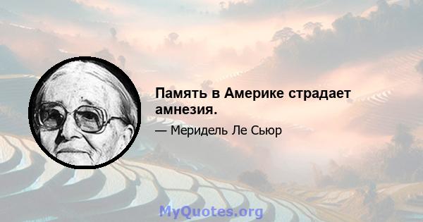 Память в Америке страдает амнезия.