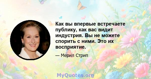 Как вы впервые встречаете публику, как вас видит индустрия. Вы не можете спорить с ними. Это их восприятие.