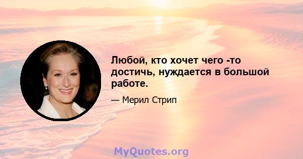 Любой, кто хочет чего -то достичь, нуждается в большой работе.