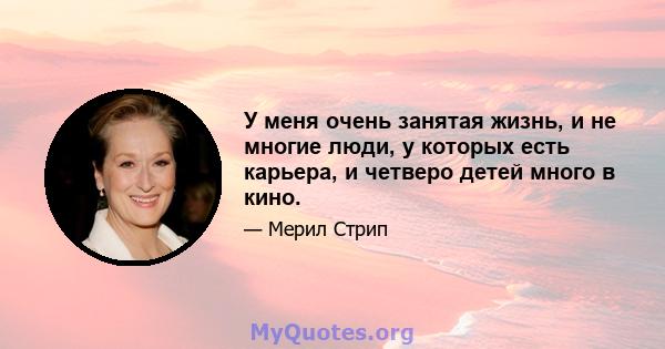 У меня очень занятая жизнь, и не многие люди, у которых есть карьера, и четверо детей много в кино.