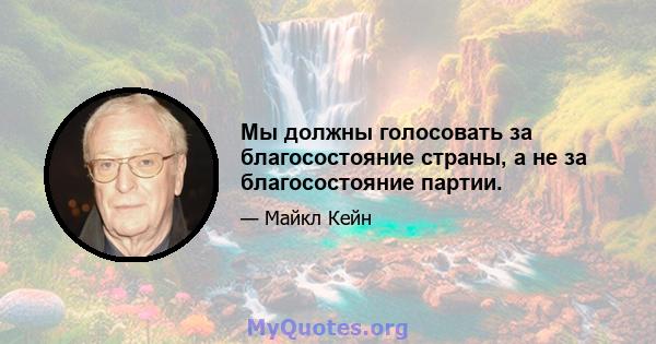 Мы должны голосовать за благосостояние страны, а не за благосостояние партии.