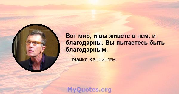 Вот мир, и вы живете в нем, и благодарны. Вы пытаетесь быть благодарным.